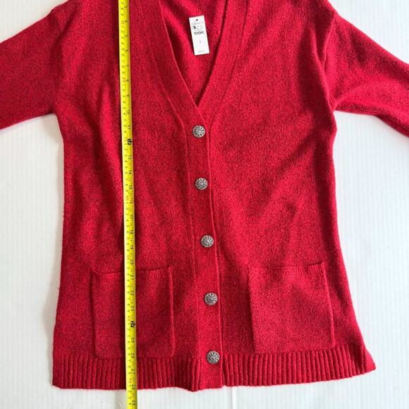Talbots NWT Jewel Button Cardigan V Neck Red Pockets Size S - Picture 4 of 11